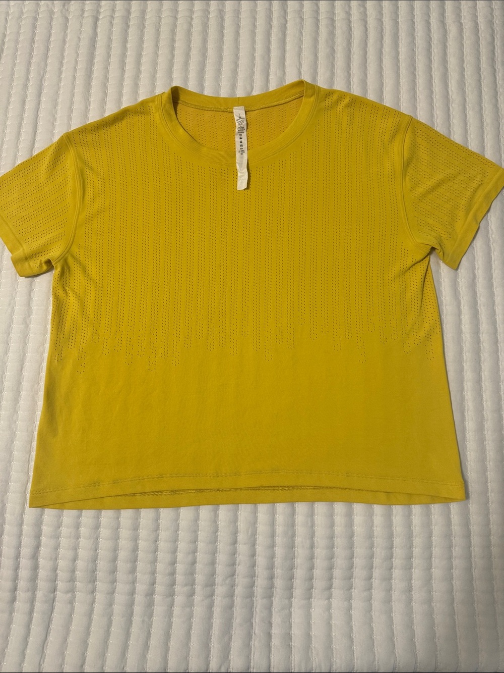 lululemon athletica Bright Yellow Short Sleeve Perforated Tee